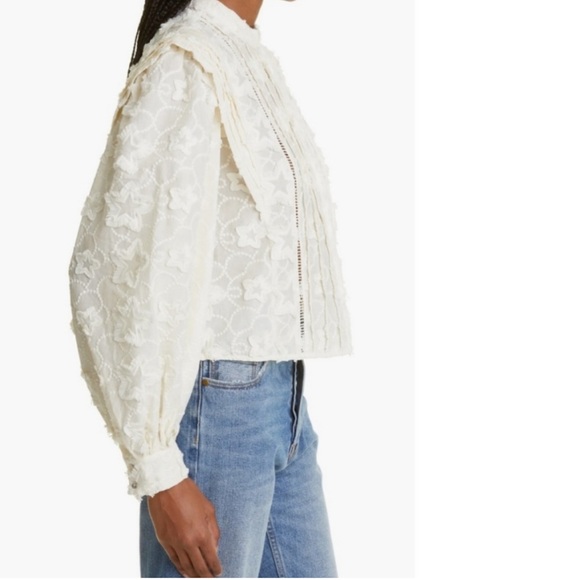 FARM RIO Star 3D Embroidered Blouse in Off White Small - NWT - Picture 9 of 10